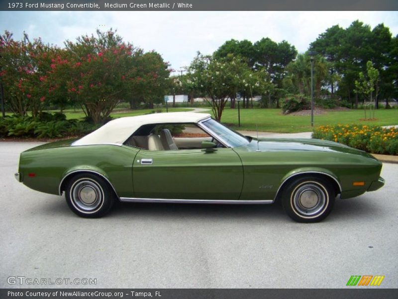 Medium Green Metallic / White 1973 Ford Mustang Convertible