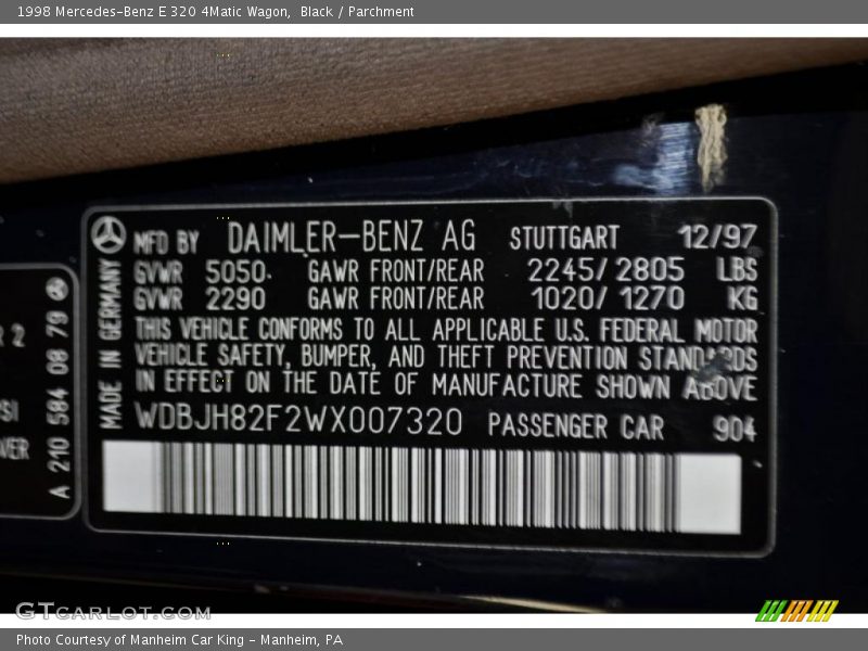 Black / Parchment 1998 Mercedes-Benz E 320 4Matic Wagon