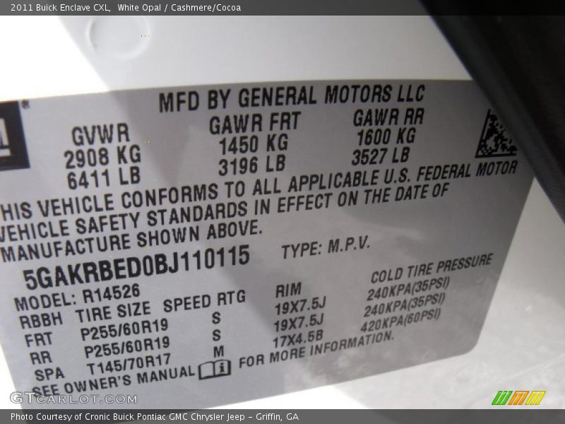 White Opal / Cashmere/Cocoa 2011 Buick Enclave CXL