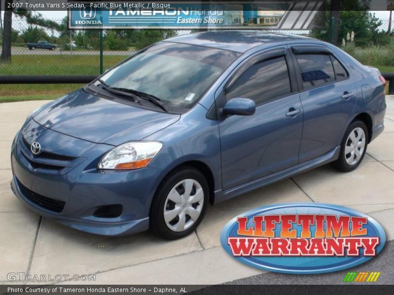 Pacific Blue Metallic / Bisque 2007 Toyota Yaris S Sedan