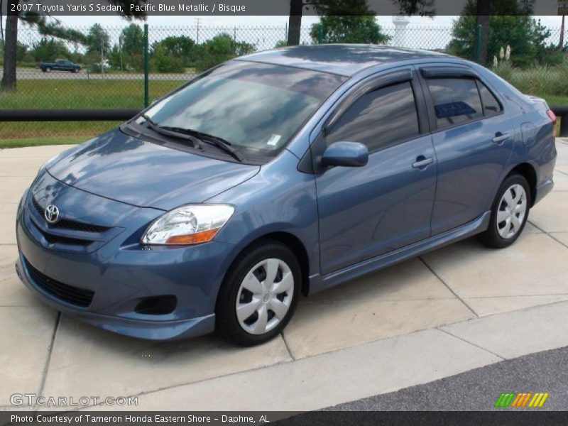 Pacific Blue Metallic / Bisque 2007 Toyota Yaris S Sedan