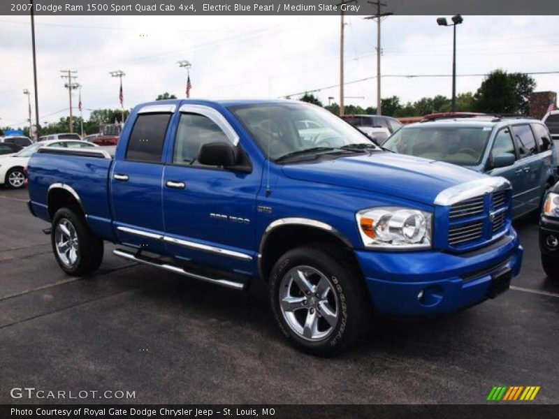 Electric Blue Pearl / Medium Slate Gray 2007 Dodge Ram 1500 Sport Quad Cab 4x4