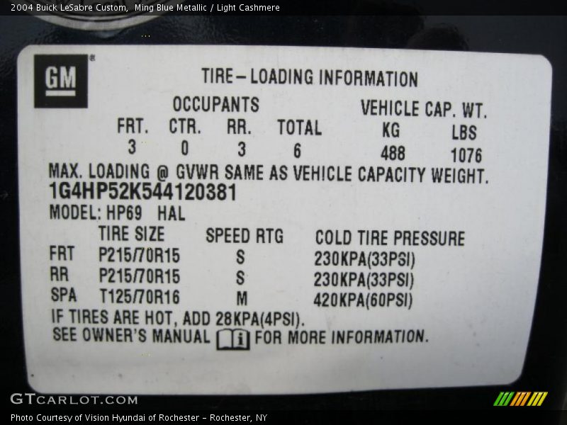Ming Blue Metallic / Light Cashmere 2004 Buick LeSabre Custom