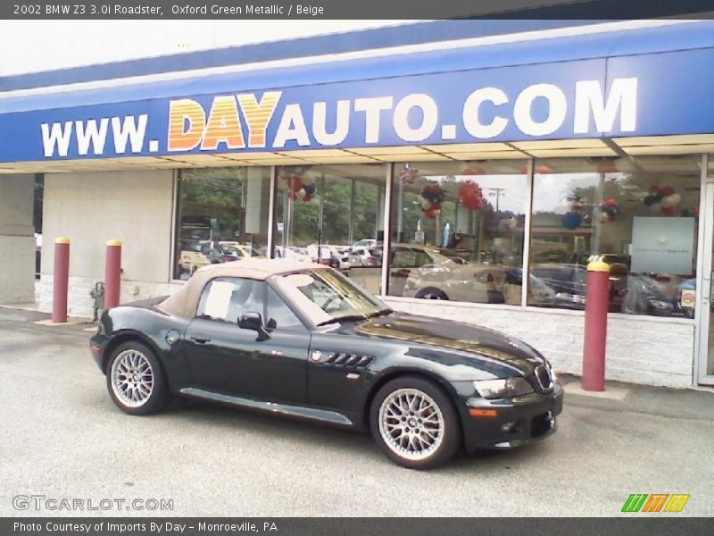 Oxford Green Metallic / Beige 2002 BMW Z3 3.0i Roadster