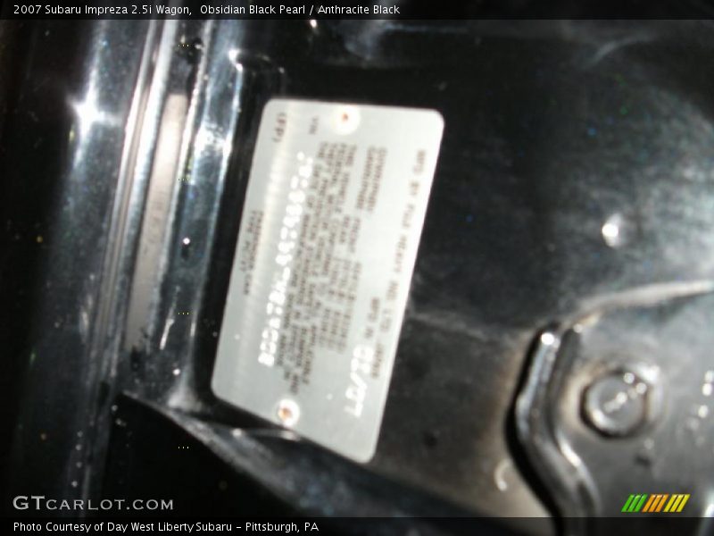 Obsidian Black Pearl / Anthracite Black 2007 Subaru Impreza 2.5i Wagon