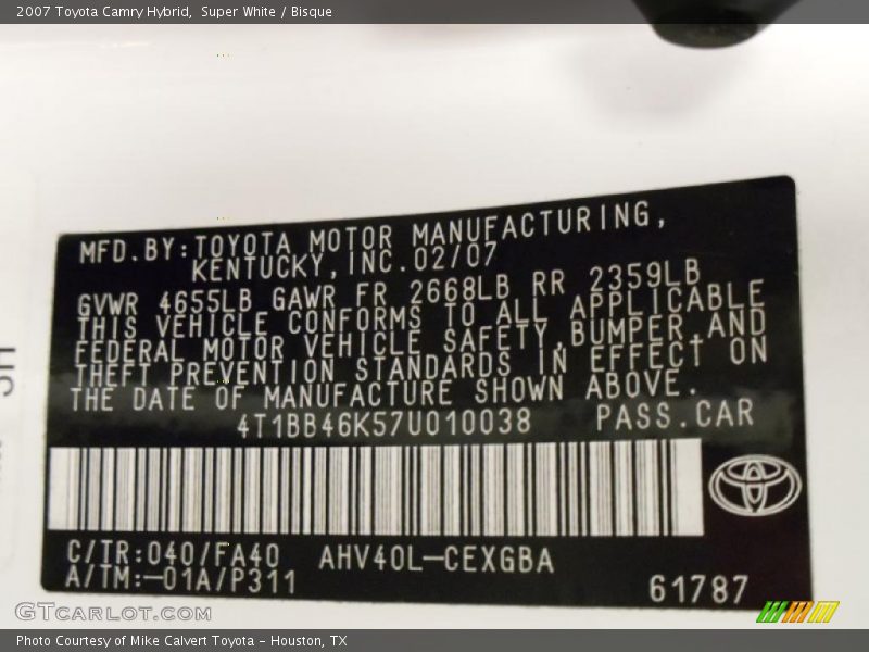 Super White / Bisque 2007 Toyota Camry Hybrid