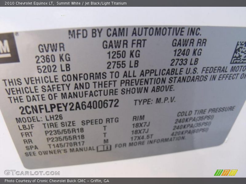 Summit White / Jet Black/Light Titanium 2010 Chevrolet Equinox LT