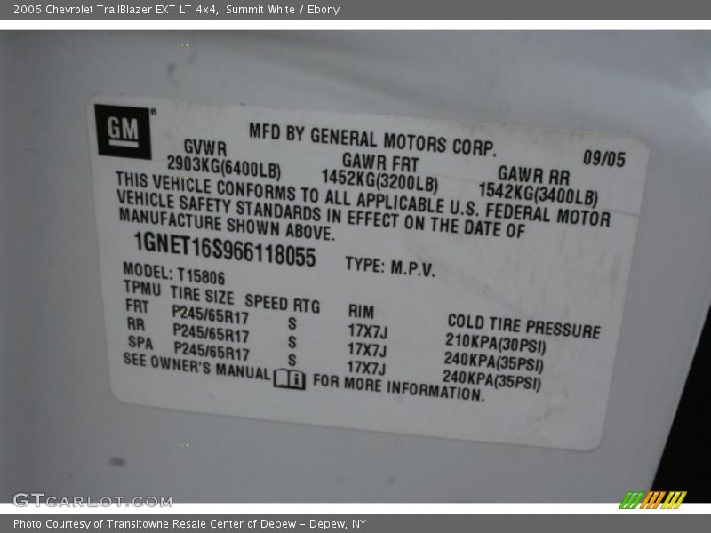 Summit White / Ebony 2006 Chevrolet TrailBlazer EXT LT 4x4