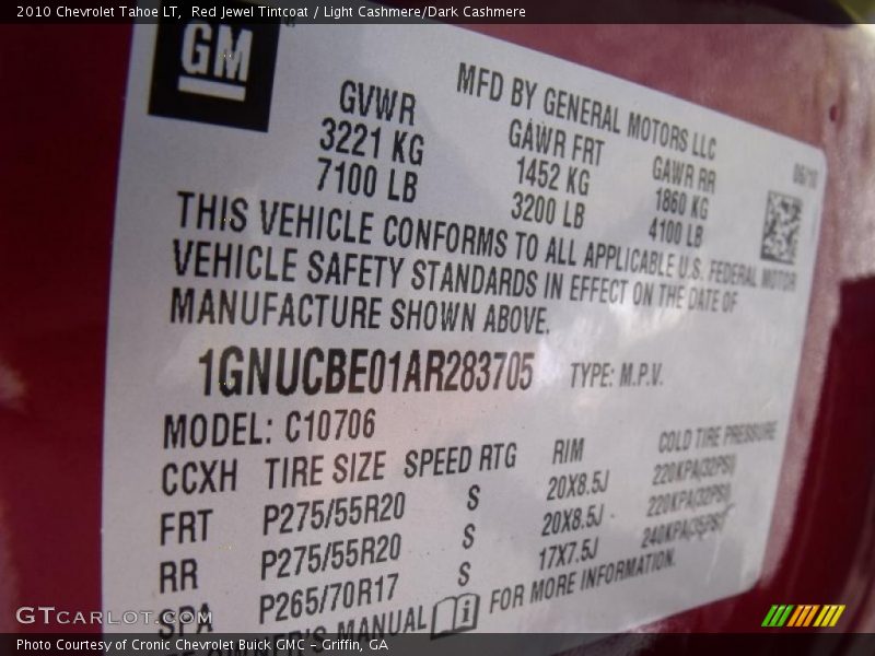 Red Jewel Tintcoat / Light Cashmere/Dark Cashmere 2010 Chevrolet Tahoe LT