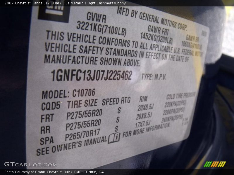 Dark Blue Metallic / Light Cashmere/Ebony 2007 Chevrolet Tahoe LTZ