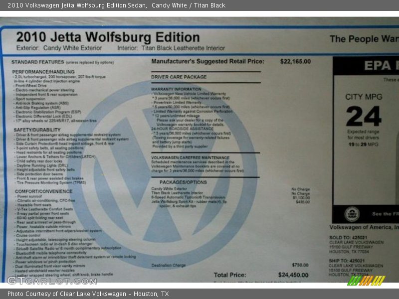 Candy White / Titan Black 2010 Volkswagen Jetta Wolfsburg Edition Sedan