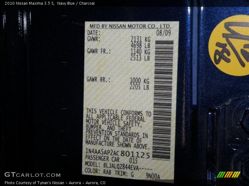 Navy Blue / Charcoal 2010 Nissan Maxima 3.5 S
