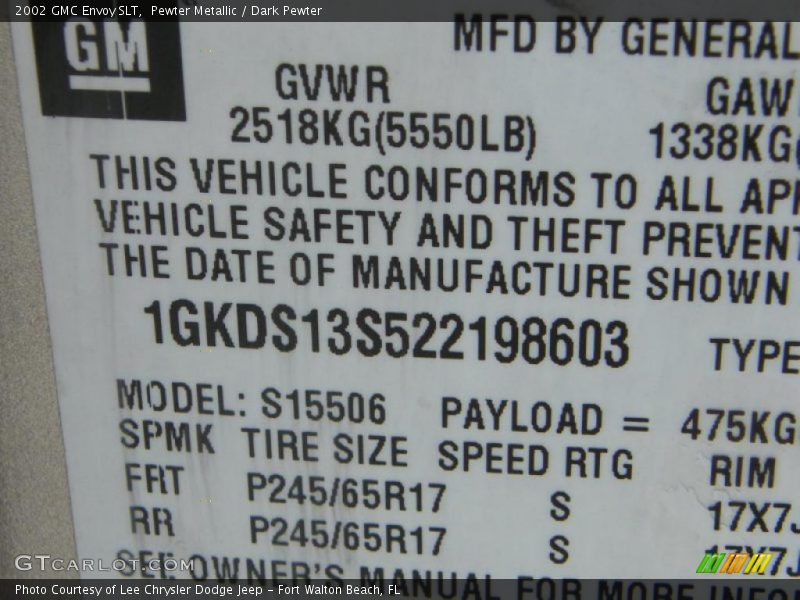 Pewter Metallic / Dark Pewter 2002 GMC Envoy SLT
