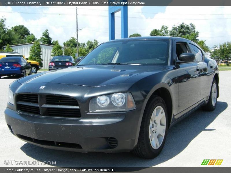 Brilliant Black Crystal Pearl / Dark Slate Gray/Light Graystone 2007 Dodge Charger
