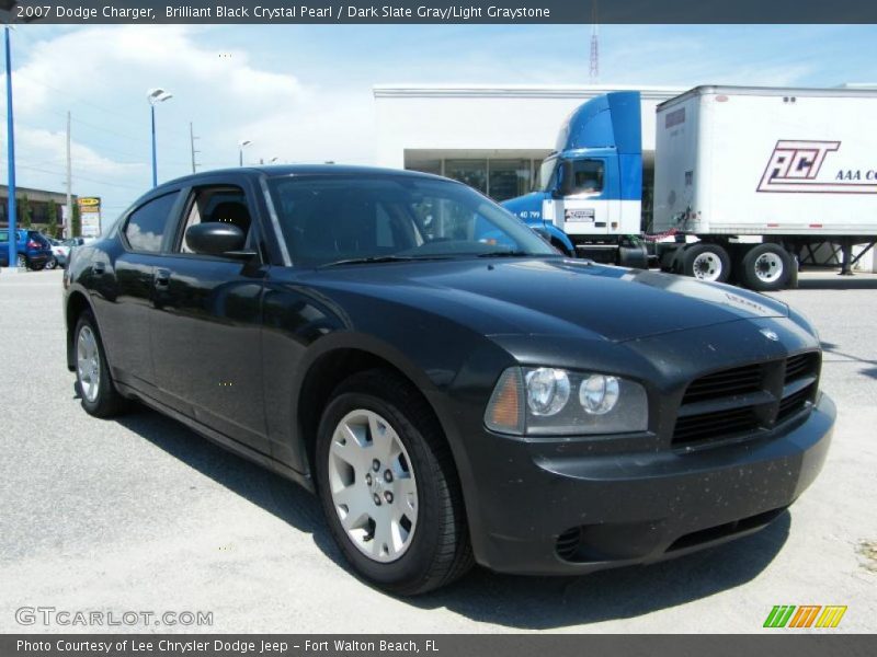 Brilliant Black Crystal Pearl / Dark Slate Gray/Light Graystone 2007 Dodge Charger