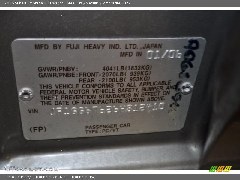 Steel Gray Metallic / Anthracite Black 2006 Subaru Impreza 2.5i Wagon