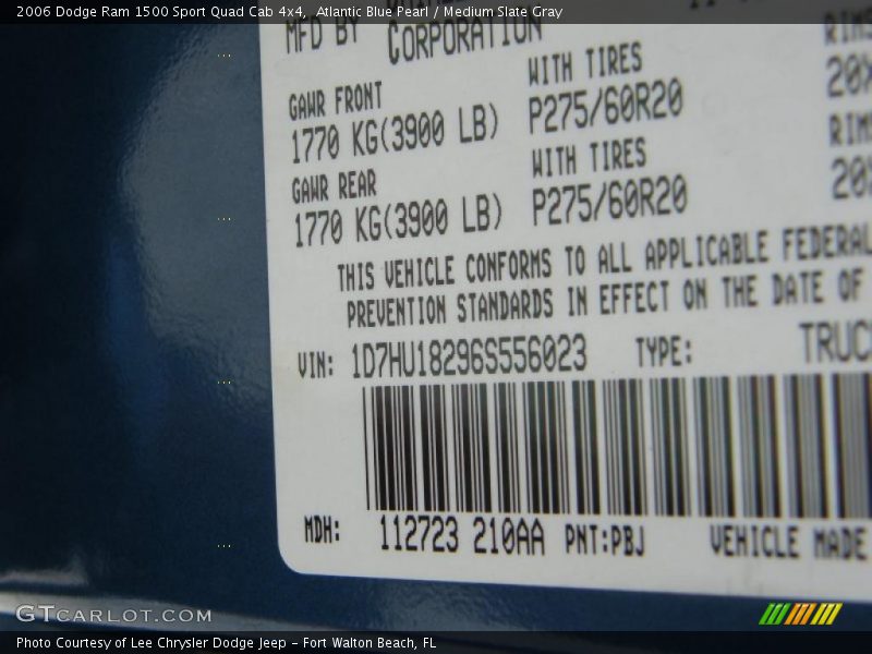 Atlantic Blue Pearl / Medium Slate Gray 2006 Dodge Ram 1500 Sport Quad Cab 4x4