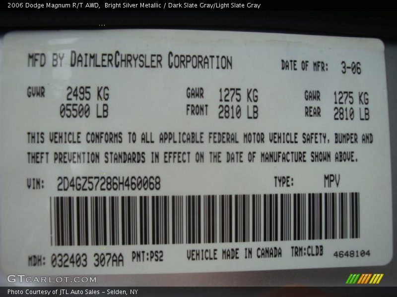 Bright Silver Metallic / Dark Slate Gray/Light Slate Gray 2006 Dodge Magnum R/T AWD