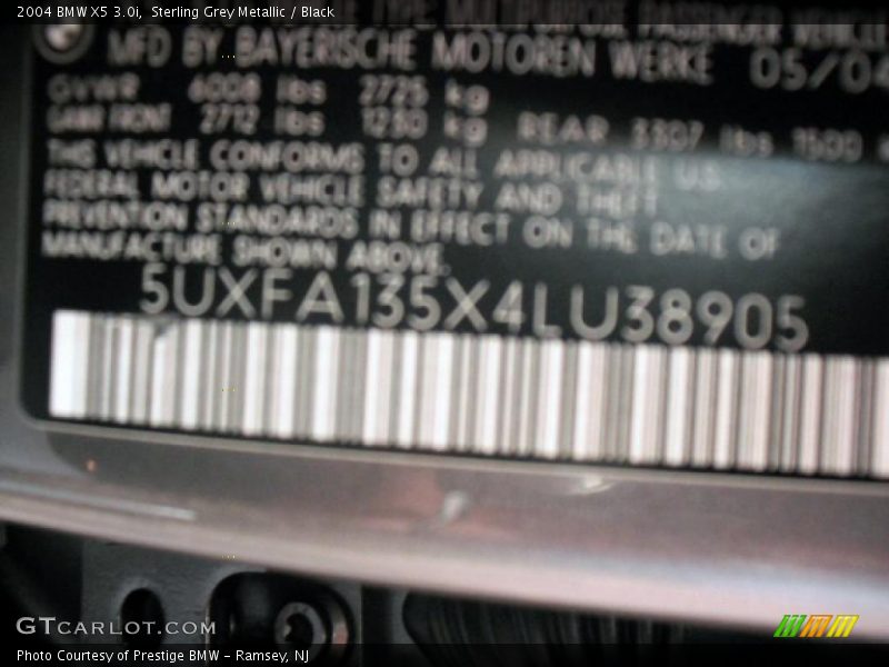 Sterling Grey Metallic / Black 2004 BMW X5 3.0i