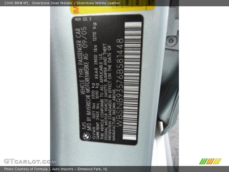 Silverstone Silver Metallic / Silverstone Merino Leather 2006 BMW M5