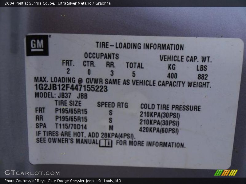 Ultra Silver Metallic / Graphite 2004 Pontiac Sunfire Coupe