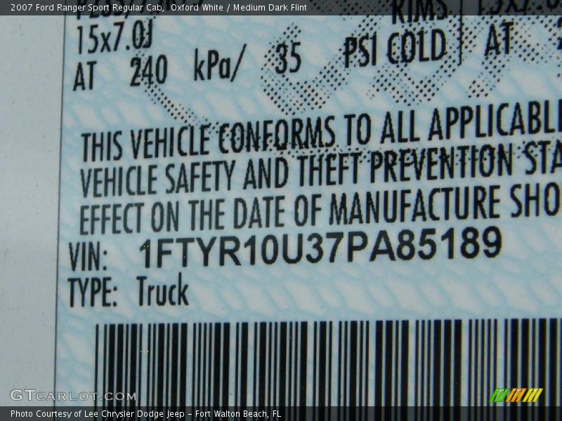 Oxford White / Medium Dark Flint 2007 Ford Ranger Sport Regular Cab