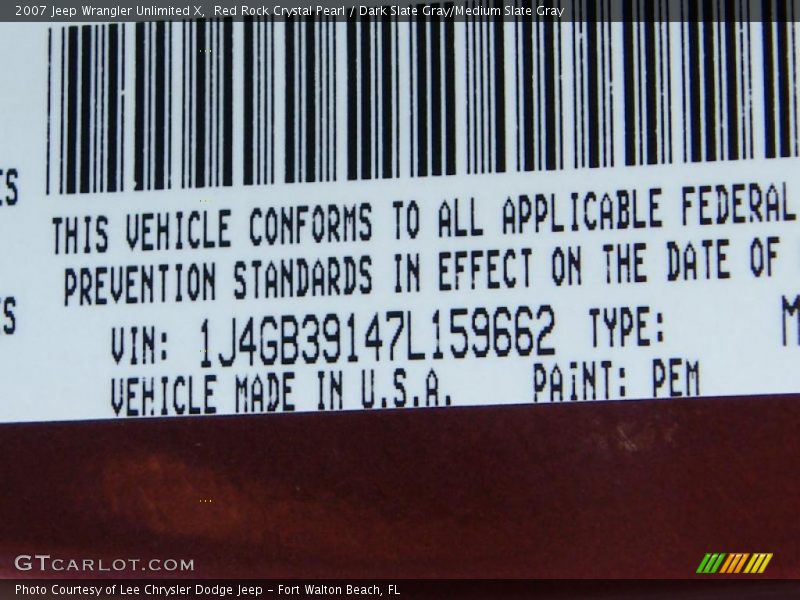 Red Rock Crystal Pearl / Dark Slate Gray/Medium Slate Gray 2007 Jeep Wrangler Unlimited X