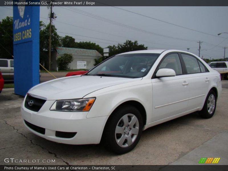 Powder White Pearl / Beige 2008 Hyundai Sonata GLS