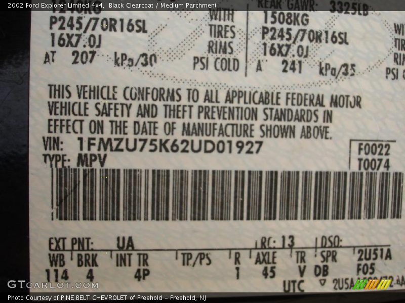 Black Clearcoat / Medium Parchment 2002 Ford Explorer Limited 4x4