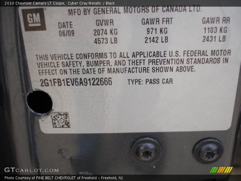 Cyber Gray Metallic / Black 2010 Chevrolet Camaro LT Coupe