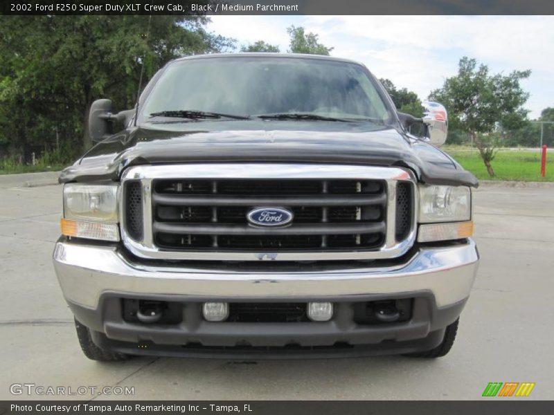 Black / Medium Parchment 2002 Ford F250 Super Duty XLT Crew Cab
