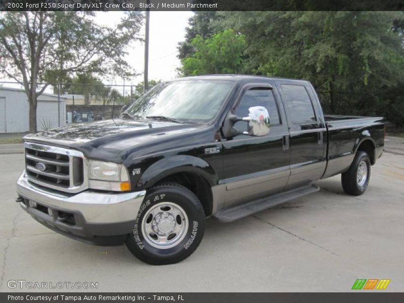 Black / Medium Parchment 2002 Ford F250 Super Duty XLT Crew Cab
