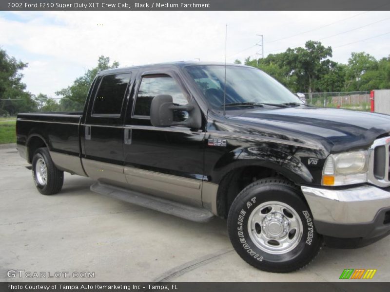 Black / Medium Parchment 2002 Ford F250 Super Duty XLT Crew Cab