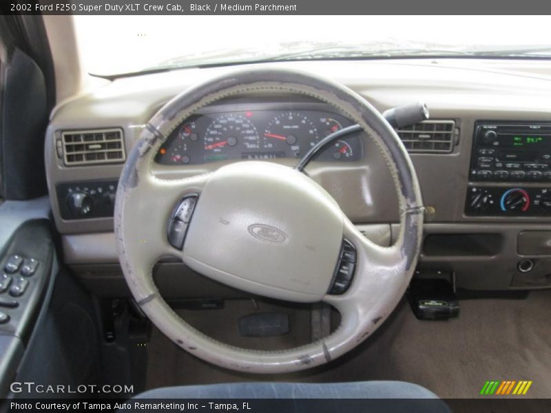 Black / Medium Parchment 2002 Ford F250 Super Duty XLT Crew Cab