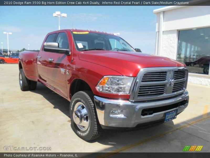 Inferno Red Crystal Pearl / Dark Slate/Medium Graystone 2010 Dodge Ram 3500 Big Horn Edition Crew Cab 4x4 Dually