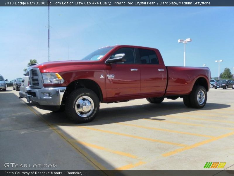 Inferno Red Crystal Pearl / Dark Slate/Medium Graystone 2010 Dodge Ram 3500 Big Horn Edition Crew Cab 4x4 Dually