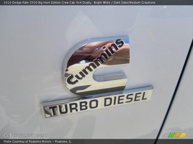 Bright White / Dark Slate/Medium Graystone 2010 Dodge Ram 3500 Big Horn Edition Crew Cab 4x4 Dually