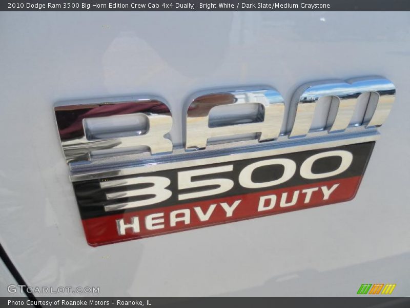 Bright White / Dark Slate/Medium Graystone 2010 Dodge Ram 3500 Big Horn Edition Crew Cab 4x4 Dually