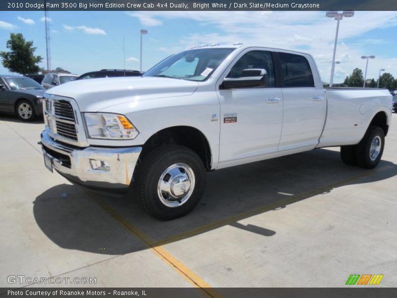 Bright White / Dark Slate/Medium Graystone 2010 Dodge Ram 3500 Big Horn Edition Crew Cab 4x4 Dually