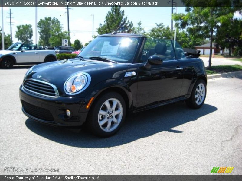 Midnight Black Metallic / Checkered Carbon Black/Black 2010 Mini Cooper Convertible