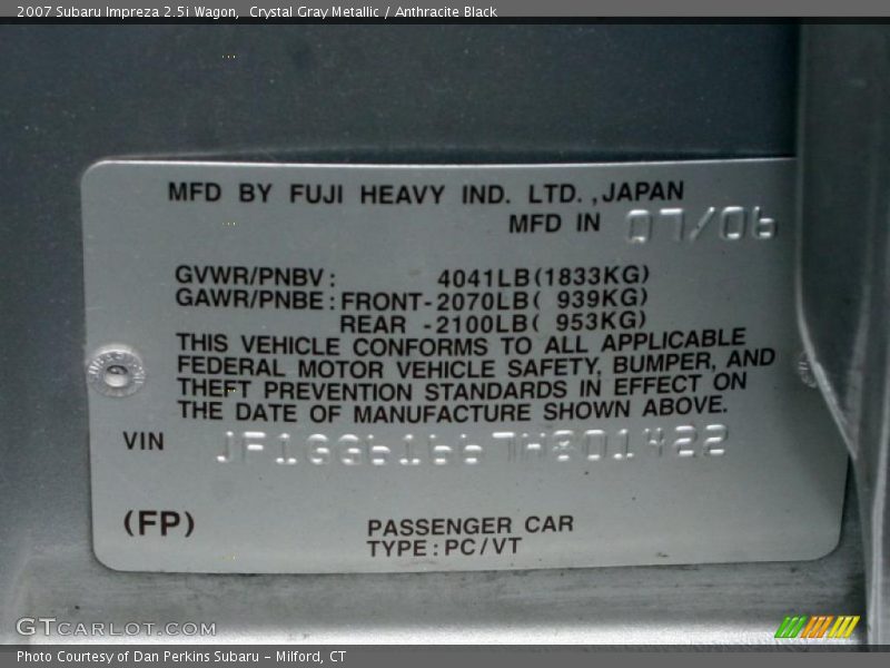 Crystal Gray Metallic / Anthracite Black 2007 Subaru Impreza 2.5i Wagon