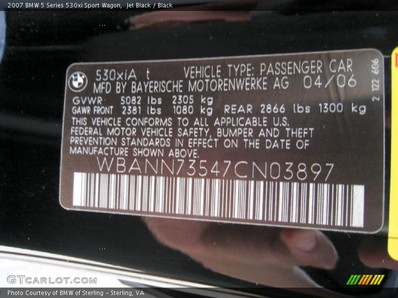 Jet Black / Black 2007 BMW 5 Series 530xi Sport Wagon