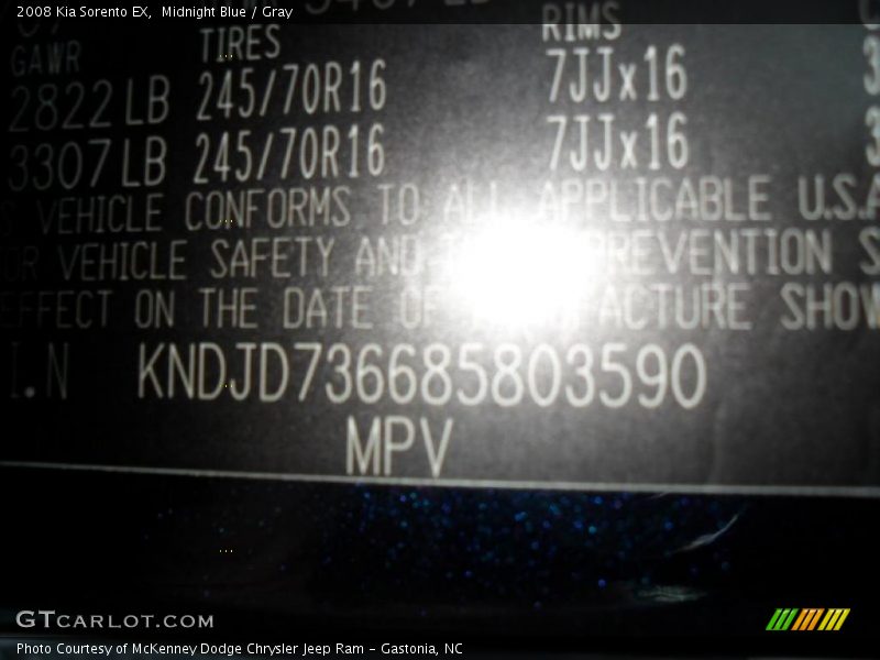 Midnight Blue / Gray 2008 Kia Sorento EX