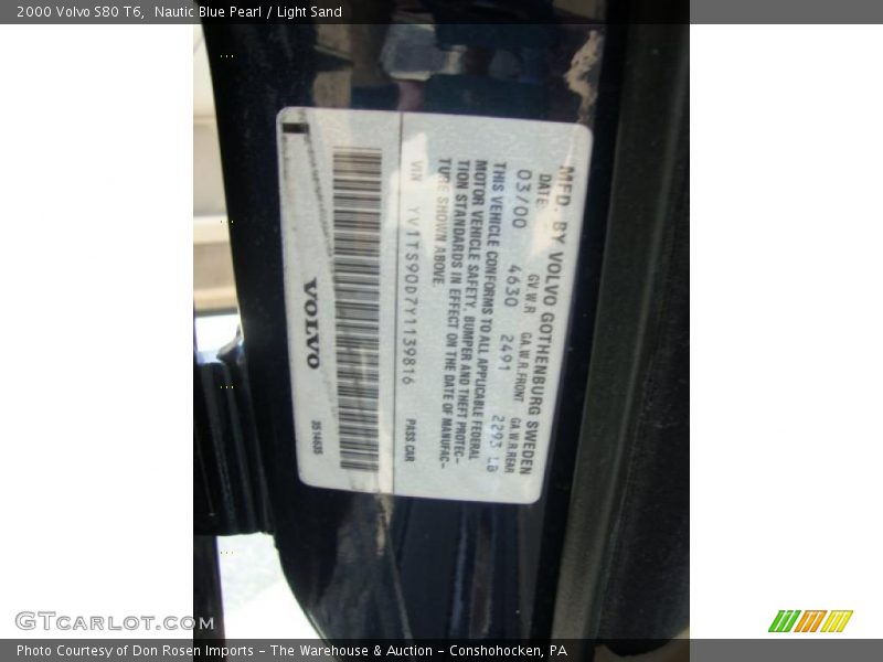 Nautic Blue Pearl / Light Sand 2000 Volvo S80 T6