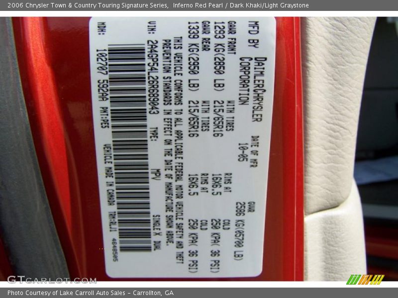 Inferno Red Pearl / Dark Khaki/Light Graystone 2006 Chrysler Town & Country Touring Signature Series