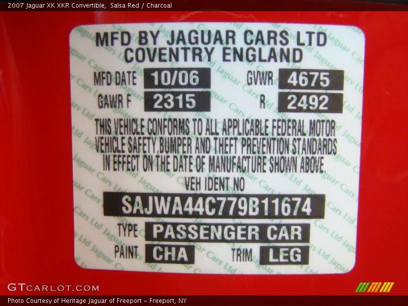 Salsa Red / Charcoal 2007 Jaguar XK XKR Convertible