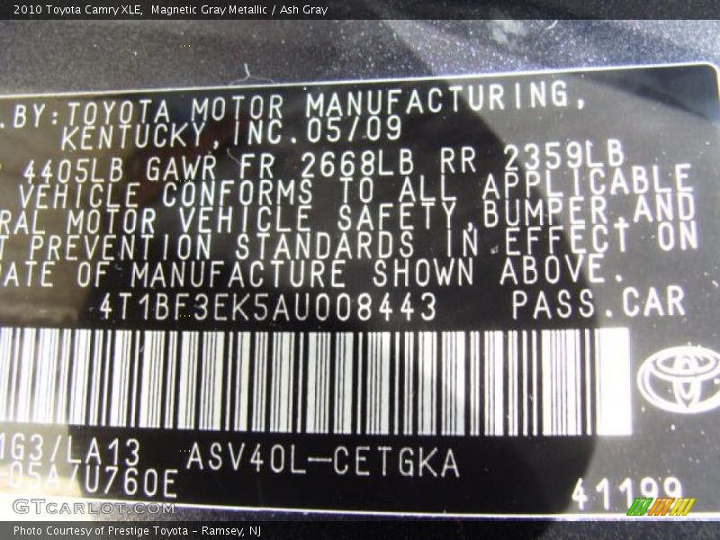 Magnetic Gray Metallic / Ash Gray 2010 Toyota Camry XLE