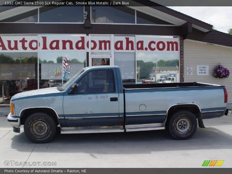 Smoke Blue Metallic / Dark Blue 1992 GMC Sierra 2500 SLX Regular Cab