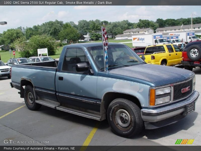 Smoke Blue Metallic / Dark Blue 1992 GMC Sierra 2500 SLX Regular Cab