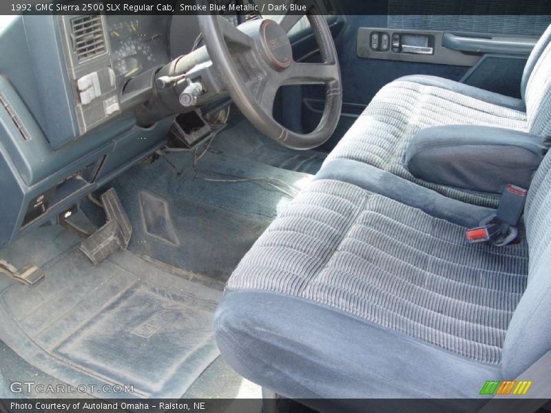 Smoke Blue Metallic / Dark Blue 1992 GMC Sierra 2500 SLX Regular Cab